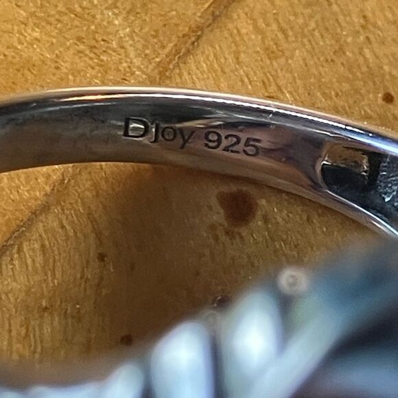 Natural Shungite Sleeping Beauty Turquoise Sterling Silver Cocktail Ring Size 9 - Picture 5 of 9